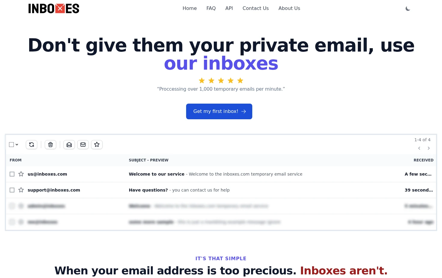 Inboxes 页面快照